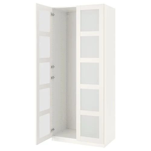 Гардероб - IKEA PAX/BERGSBO/ПАКС/БЕРГСБУ ИКЕА, 100x60x236 см, белый из матового стекла (изображение №1)