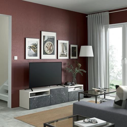 Тумба под ТВ - IKEA BESTÅ/BESTA, 180x42x39 см, серый, Бесто ИКЕА (изображение №3)