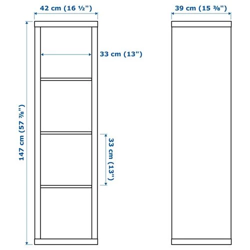 Стеллаж 4 ячейки с ящиками - IKEA KALLAX, 42х147 см, черный, КАЛЛАКС ИКЕА (изображение №6)