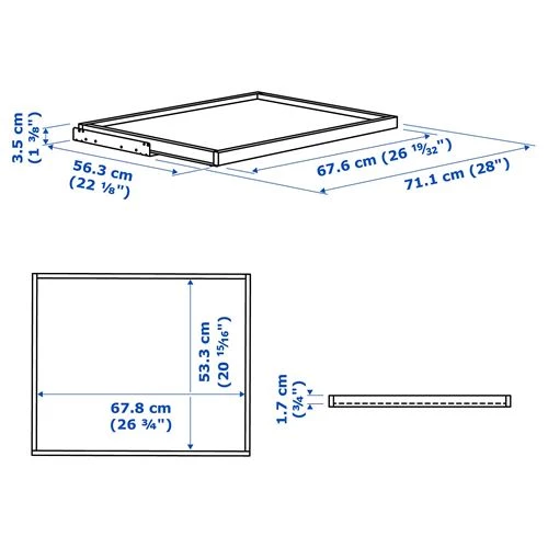 Выдвижная полка - IKEA KOMPLEMENT, 75x58 см, под беленый дуб КОМПЛИМЕНТ ИКЕА (изображение №5)