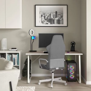 игровой стол и стул - IKEA HUVUDSPELARE/UTESPELARE, 153х87х7 см, бежевый/серый, ИКЕА ХУВУДСПЕЛАРЕ/УТЕСПЕЛАРЕ