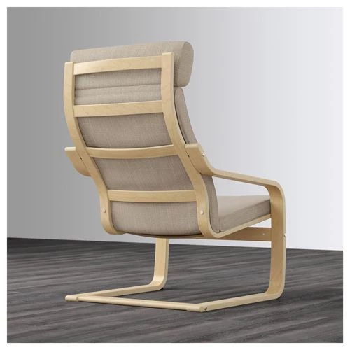 Кресло-качалка - IKEA POÄNG/POANG/ПОЭНГ ИКЕА, 68х82х100 см, бежевый (изображение №4)
