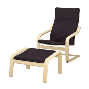 Кресло-качалка и табурет для ног - IKEA POÄNG/POANG/ПОЭНГ ИКЕА, 68х82х100 см, чёрный