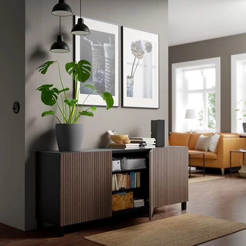 Комбинация для хранения - IKEA BESTÅ/BESTA/БЕСТА/БЕСТО ИКЕА, 180x42x74 см, коричневый (изображение №5)