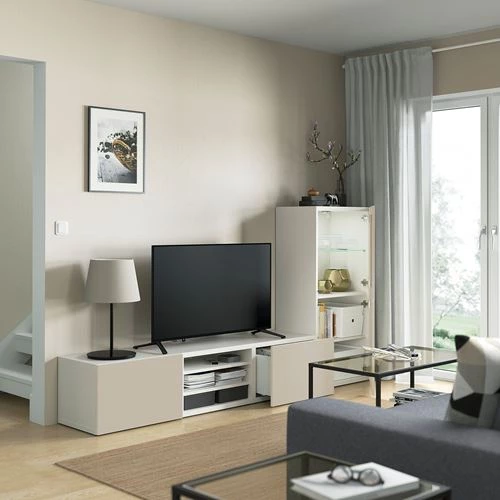 Тумба для телевизора - IKEA BESTÅ/BESTA, 240x42x129 см, серый, Бесто (изображение №2)