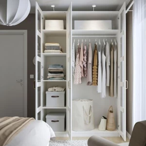 Гардероб - IKEA PAX/BERGSBO/ПАКС/БЕРГСБУ ИКЕА, 150x60x236 см, белый / из матового стекла