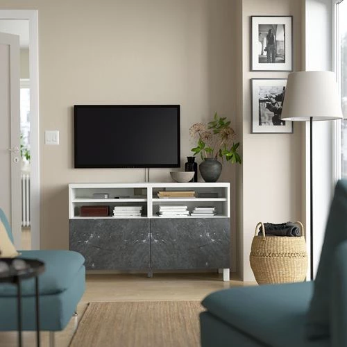 Тумба под ТВ - IKEA BESTÅ/BESTA, 120x42x74 см, серый, Бесто ИКЕА (изображение №2)