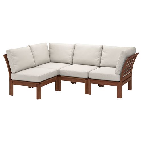 Модульный угловой диван 3-местный - IKEA APPLARO/ÄPPLARÖ, 143-223x80 см, белый/коричневый, ЭПЛАРО ИКЕА