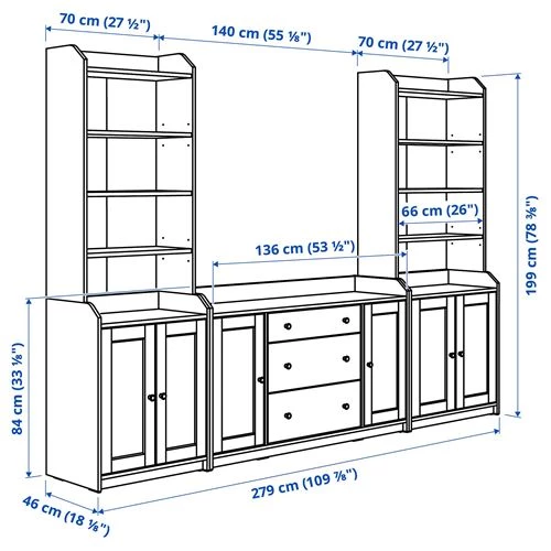 Комбинация для хранения - HAUGA IKEA/ ХАЮГА ИКЕА,279x46x199. серый (изображение №7)