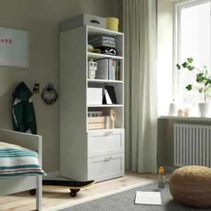 Детский книжный шкаф - PLATSA/SMÅSTAD IKEA/ ПЛАТСА/СМАСТАД ИКЕА, 57х60х181 см, белый