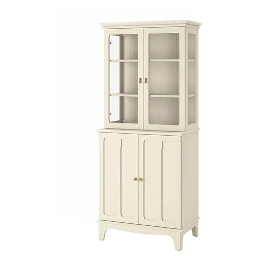 Шкаф со стеклянными дверцами - IKEA LOMMARP, 86x199 см, светло-бежевый ЛОММАРП ИКЕА (изображение №1)