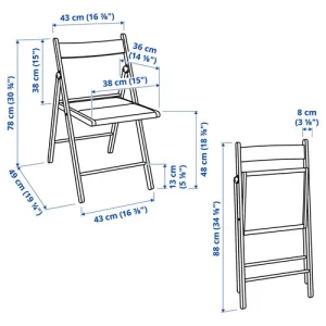 Стул складной - IKEA FRÖSVI /FROSVI, 78х43х49 см серый/белый, ФРОСВИ/ФРЕЗВИ ИКЕА
