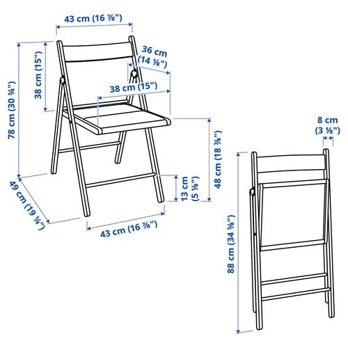 Стул складной - IKEA FRÖSVI /FROSVI, 78х43х49 см серый/белый, ФРОСВИ/ФРЕЗВИ ИКЕА (изображение №5)