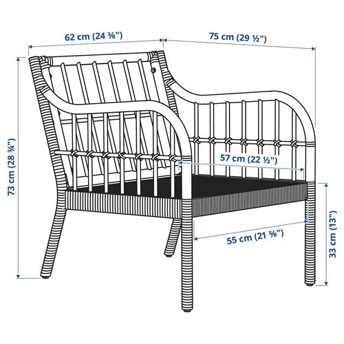 Кресло садовое - IKEA HOLMSTA, коричневый, ИКЕА (изображение №5)