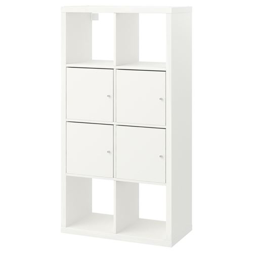 Стеллаж 8 ячеек с дверцами - IKEA KALLAX, 77х147 см, белый, КАЛЛАКС ИКЕА