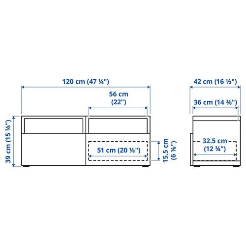 Тумба под ТВ - IKEA BESTÅ/BESTA, 120x42x39 см, коричневый, Бесто ИКЕА (изображение №8)