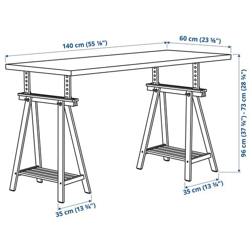 Рабочий стол - IKEA MÅLSKYTT/MALSKYTT/MITTBACK, 140х60 см, береза, МОЛСКЮТТ/МИТТБАКК ИКЕА (изображение №5)