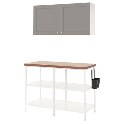 Комбинация для хранения - IKEA ENHET, 123х63х207 см, белый/серый, ЭНХЕТ ИКЕА (изображение №1)