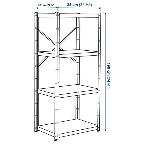 Стеллаж - IKEA BROR, 85х55х190 см, белый, БРУР ИКЕА (изображение №3)