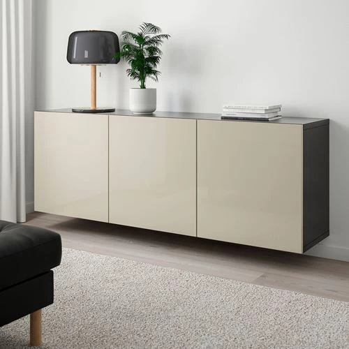 Навесной шкаф - IKEA BESTÅ/BESTA, 180x42x64 см, серый, БЕСТО ИКЕА (изображение №6)