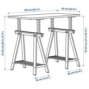 Письменный стол - IKEA LAGKAPTEN/MITTBACK, 140х60 см, белый/береза, ЛАГКАПТЕН/МИТТБАКК ИКЕА