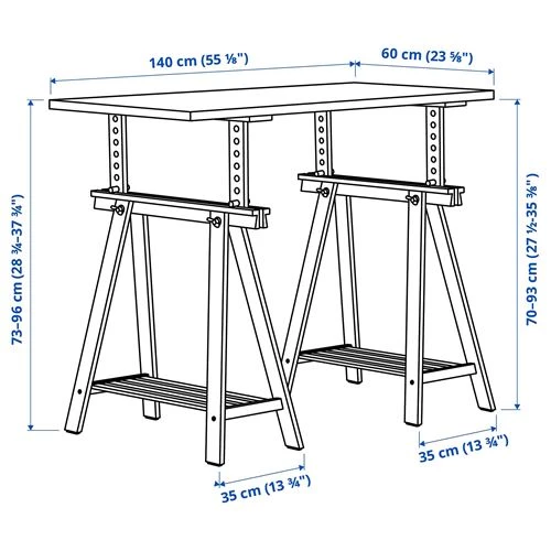 Письменный стол - IKEA LAGKAPTEN/MITTBACK, 140х60 см, белый/темно-серый, ЛАГКАПТЕН/МИТТБАКК ИКЕА (изображение №5)