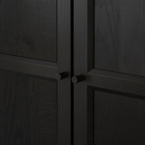 Книжный шкаф с дверцей - BILLY/OXBERG IKEA/ БИЛЛИ/ОКСБЕРГ ИКЕА, 30х80х202 см, чёрный (изображение №3)
