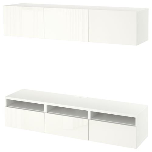 Тумба под телевизор - IKEA BESTÅ/BESTA, 180x42x185 см, белый, Бесто ИКЕА