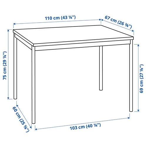 Стол и 4 стула - IKEA SANDSBERG/ADDE, 110х67 см, черный, САНДСБЕРГ/АДДЕ ИКЕА (изображение №6)