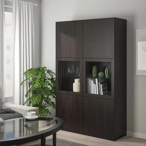 Комбинация для хранения - IKEA BESTÅ/BESTA/Беста/Бесто ИКЕА, 120x42x193 см, черный, (изображение №6)