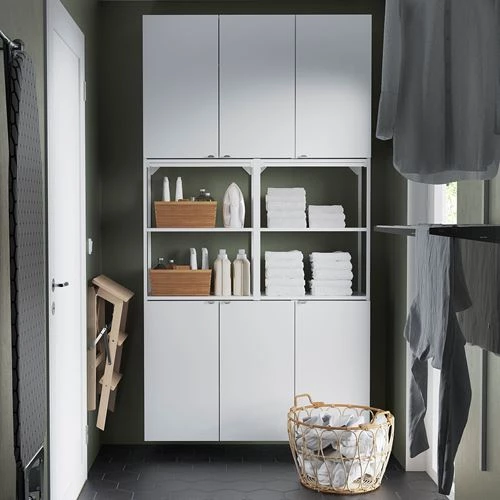 Стеллаж - IKEA ENHET, 120х30х255 см, белый/белый глянцевый, ЭНХЕТ ИКЕА (изображение №3)