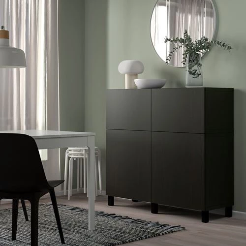 Комбинация для хранения - IKEA BESTÅ/BESTA/ Беста/Бесто ИКЕА, 120x42x112 см, черный, (изображение №2)