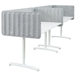 Письменный стол с экраном - IKEA BEKANT, 320х80х48 , серый/белый, БЕКАНТ ИКЕА
