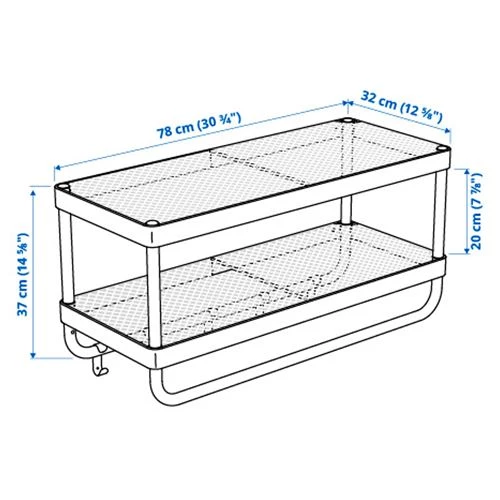 Стеллаж с крючками - IKEA MACKAPÄR/MACKAPAR, 78х32х37 см, белый, МАККАПЭР ИКЕА (изображение №6)