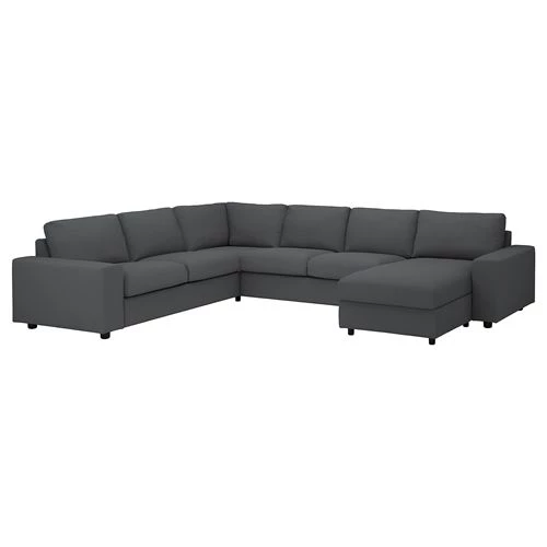 Диван угловой 4-местный - IKEA VIMLE, 337/256х98/164х83 см, серый, ВИМЛЕ ИКЕА (изображение №1)