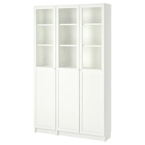 Книжный шкаф с дверцей - BILLY/OXBERG IKEA/ БИЛЛИ/ОКСБЕРГ ИКЕА, 30х120х202 см, белый