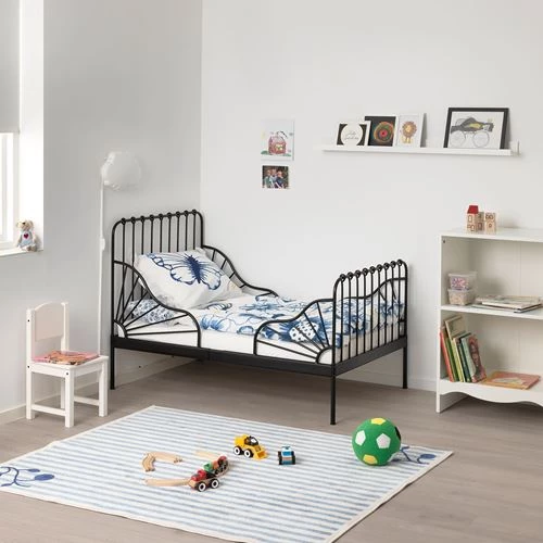 Кровать одноярусная - IKEA MINNEN/LURÖY, 80x200 см, черный/белый, ИКЕА (изображение №2)