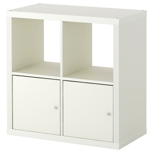 Стеллаж 4 ячейки с дверцами - IKEA KALLAX, 77х77 см, белый, КАЛЛАКС ИКЕА
