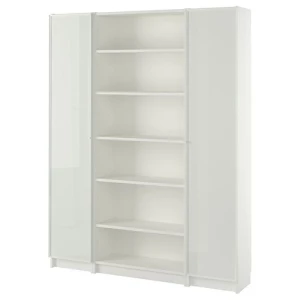 Книжный шкаф со стеклянной дверцей - BILLY/HÖGBO IKEA/ БИЛЛИ/ХОГБО ИКЕА, 30х160х202 см, белый