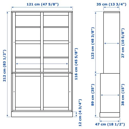 Комбинация с раздвижными дверьми - IKEA HAVSTA, 121x47x212 см, белый ХАВСТА ИКЕА (изображение №8)