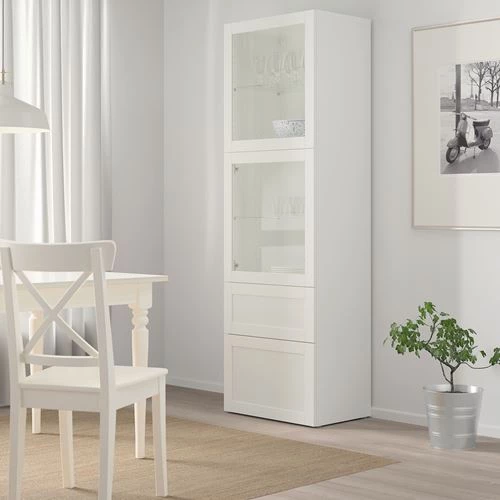 Комбинация для хранения - IKEA BESTÅ/BESTA/  БЕСТО ИКЕА, 60x42x193 см, белый (изображение №6)