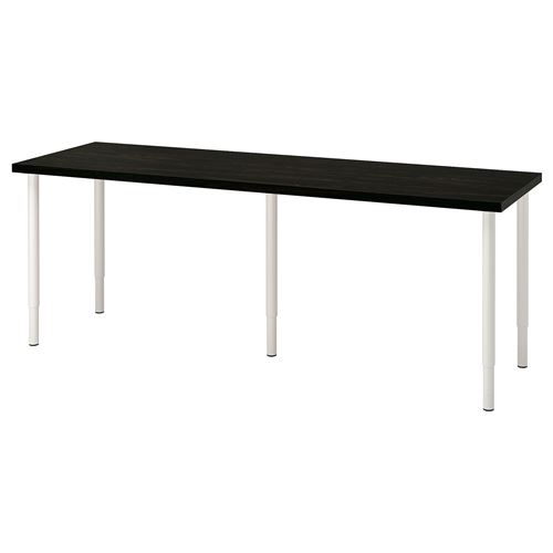 Письменный стол - IKEA LAGKAPTEN/OLOV, 200х60х63-93 см, черно-коричневый/белый, ЛАГКАПТЕН/ОЛОВ ИКЕА