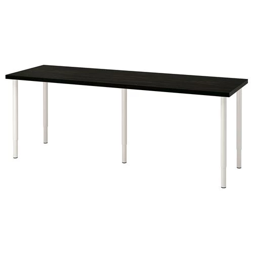 Письменный стол - IKEA LAGKAPTEN/OLOV, 200х60х63-93 см, черно-коричневый/белый, ЛАГКАПТЕН/ОЛОВ ИКЕА (изображение №1)