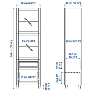 Комбинация для хранения - IKEA BESTÅ/BESTA/ БЕСТО ИКЕА, 60x42x202 см, белый