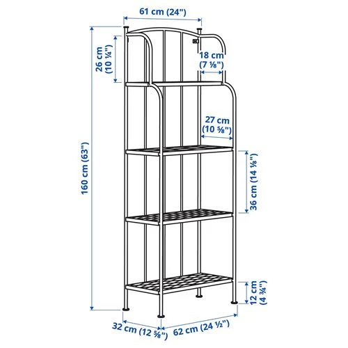 Стеллаж - IKEA LÄCKÖ/LACKO, 61х32х160 см, серый, ЛЭККО ИКЕА (изображение №8)