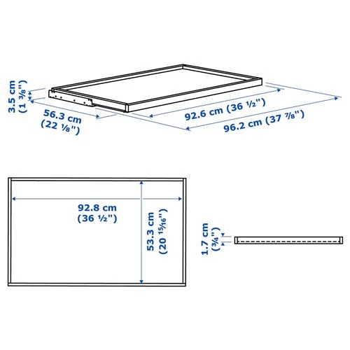 Выдвижная полка - IKEA KOMPLEMENT, 100x58 см, белый КОМПЛИМЕНТ ИКЕА (изображение №5)