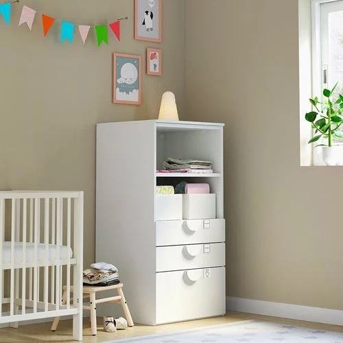 Комод детский - IKEA PLATSA/SMÅSTAD/SMASTAD, 60x55x123 см, белый, ИКЕА (изображение №2)