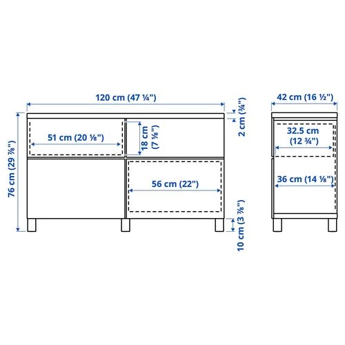 Комбинация для хранения - IKEA BESTÅ/BESTA/ БЕСТА/БЕСТО ИКЕА, 120x42x76 см, белый, (изображение №6)