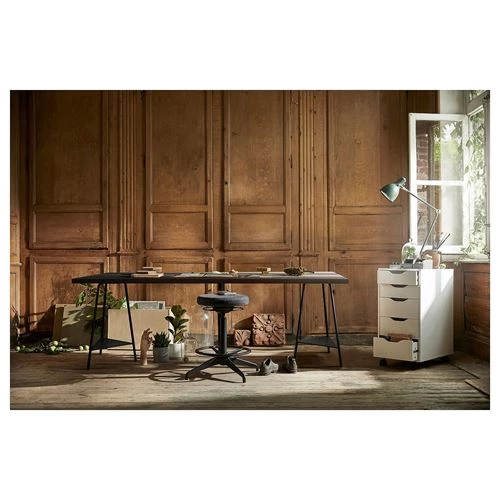 Письменный стол - IKEA LAGKAPTEN/TILLSLAG, 200х60 см, темно-серый/черный, ЛАГКАПТЕН/ТИЛЛЬСЛАГ ИКЕА (изображение №5)