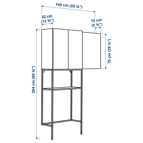 омбинация стеллажей для прачечной и ванной - ENHET IKEA/ ЭНХЕТ ИКЕА,140x32x204, бежевая/белая (изображение №4)